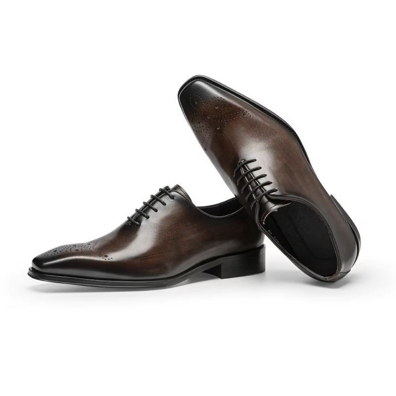 Formelle Herrenschuhe Luxuriöse Elegante Oxford-schuhe Aus Rindsleder - Kaffee