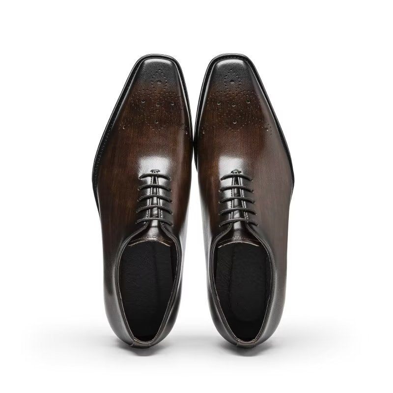 Formelle Herrenschuhe Luxuriöse Elegante Oxford-schuhe Aus Rindsleder - Kaffee