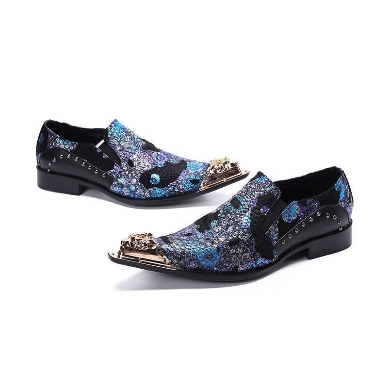 Formelle Herrenschuhe Luxuriöse Elegante Slip-on-schuhe Aus Exotischem Leder - Blau