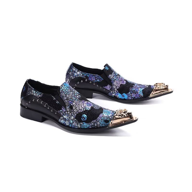 Formelle Herrenschuhe Luxuriöse Elegante Slip-on-schuhe Aus Exotischem Leder - Blau