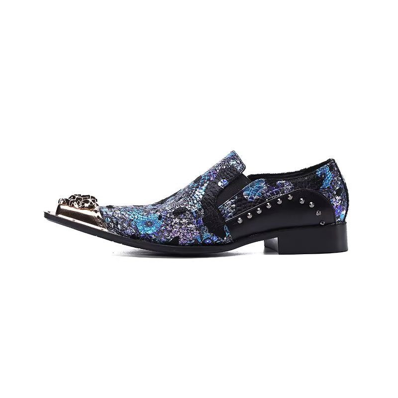 Formelle Herrenschuhe Luxuriöse Elegante Slip-on-schuhe Aus Exotischem Leder - Blau