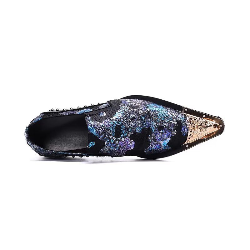 Formelle Herrenschuhe Luxuriöse Elegante Slip-on-schuhe Aus Exotischem Leder - Blau