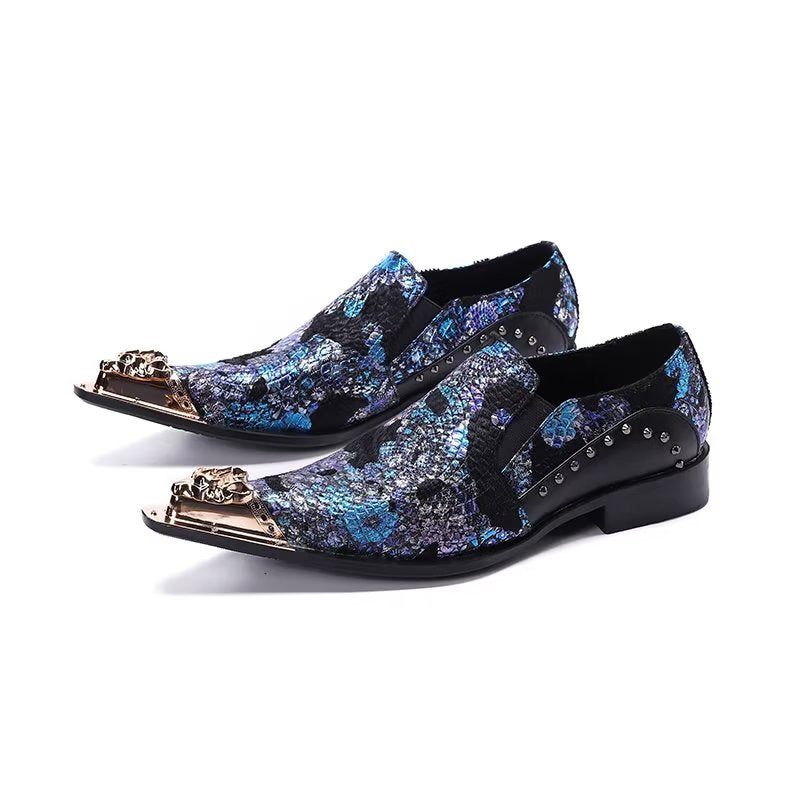 Formelle Herrenschuhe Luxuriöse Elegante Slip-on-schuhe Aus Exotischem Leder - Blau