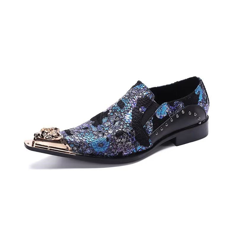 Formelle Herrenschuhe Luxuriöse Elegante Slip-on-schuhe Aus Exotischem Leder - Blau