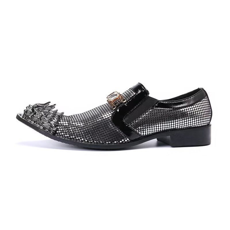 Formelle Herrenschuhe Luxuriöse Exotische Slip-on-schuhe Aus Echtem Leder - Grau