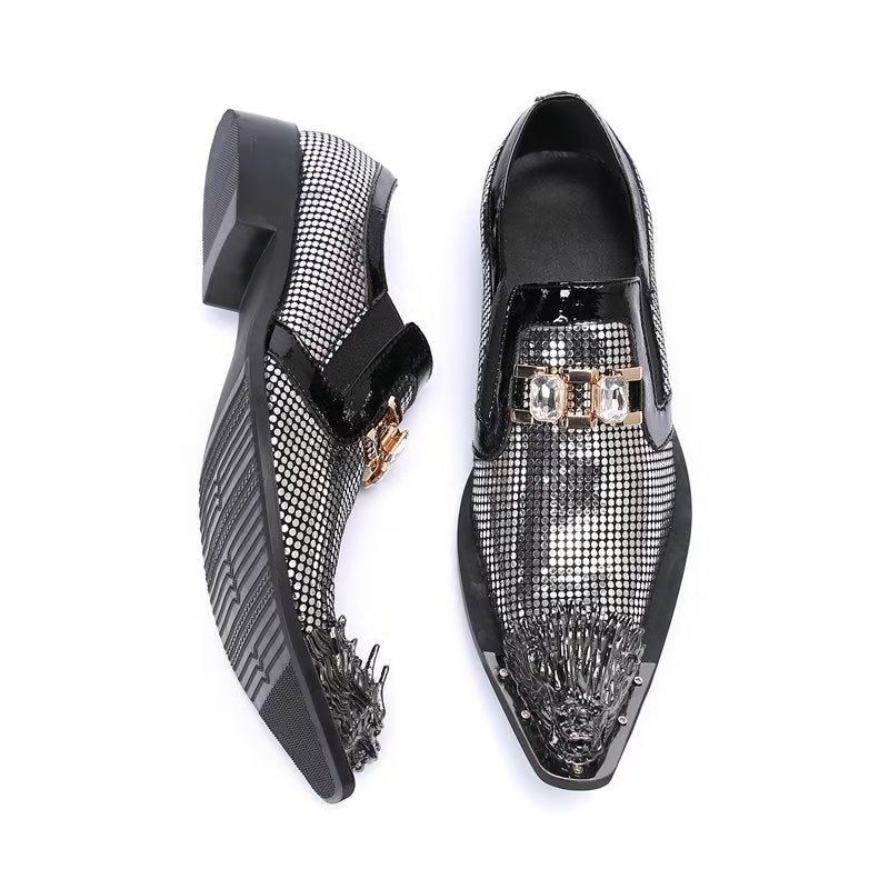 Formelle Herrenschuhe Luxuriöse Exotische Slip-on-schuhe Aus Echtem Leder - Grau