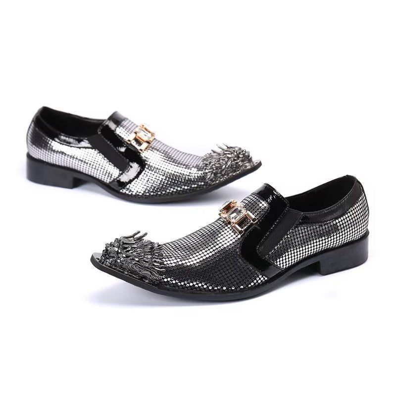 Formelle Herrenschuhe Luxuriöse Exotische Slip-on-schuhe Aus Echtem Leder - Grau