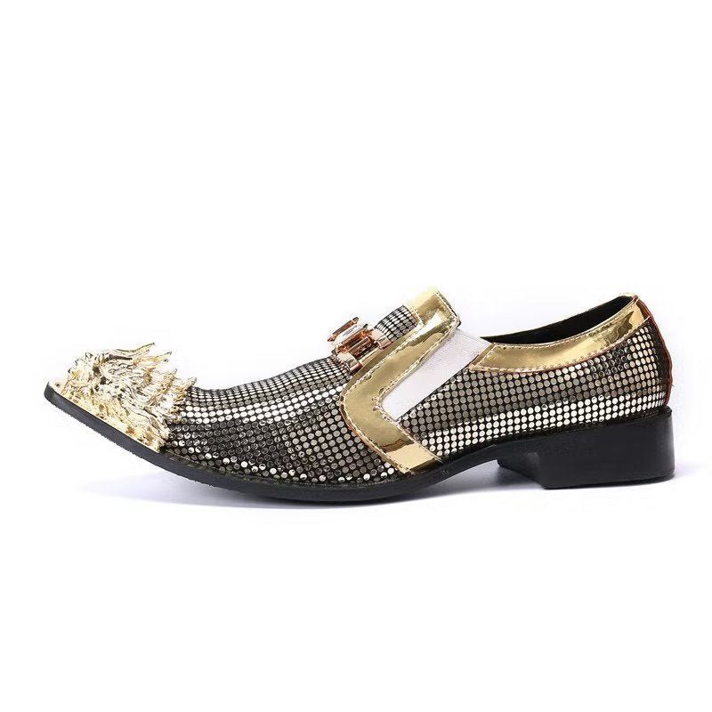 Formelle Herrenschuhe Luxuriöse Exotische Slip-on-schuhe Aus Echtem Leder - Gold