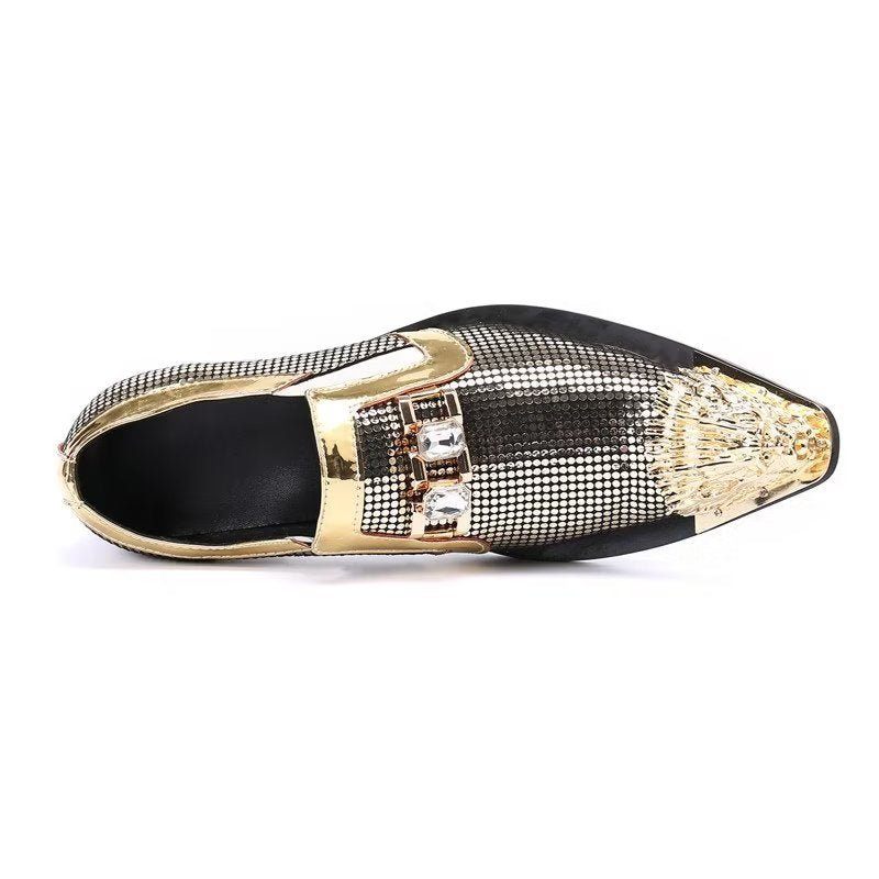 Formelle Herrenschuhe Luxuriöse Exotische Slip-on-schuhe Aus Echtem Leder - Gold