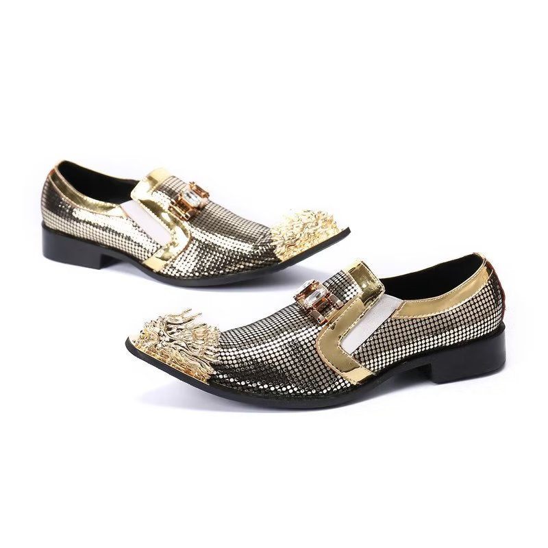 Formelle Herrenschuhe Luxuriöse Exotische Slip-on-schuhe Aus Echtem Leder - Gold