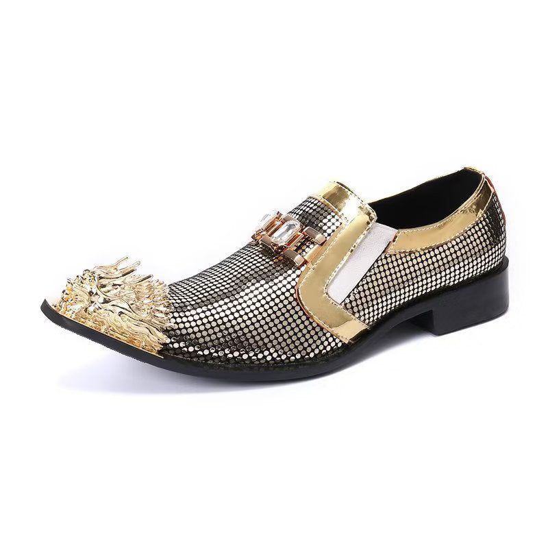 Formelle Herrenschuhe Luxuriöse Exotische Slip-on-schuhe Aus Echtem Leder - Gold