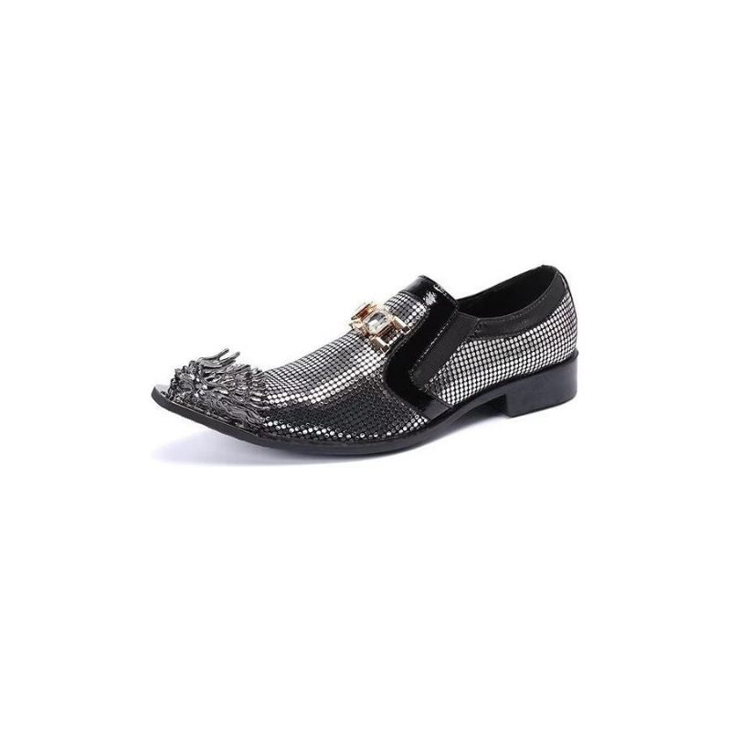 Formelle Herrenschuhe Luxuriöse Exotische Slip-on-schuhe Aus Echtem Leder - Grau