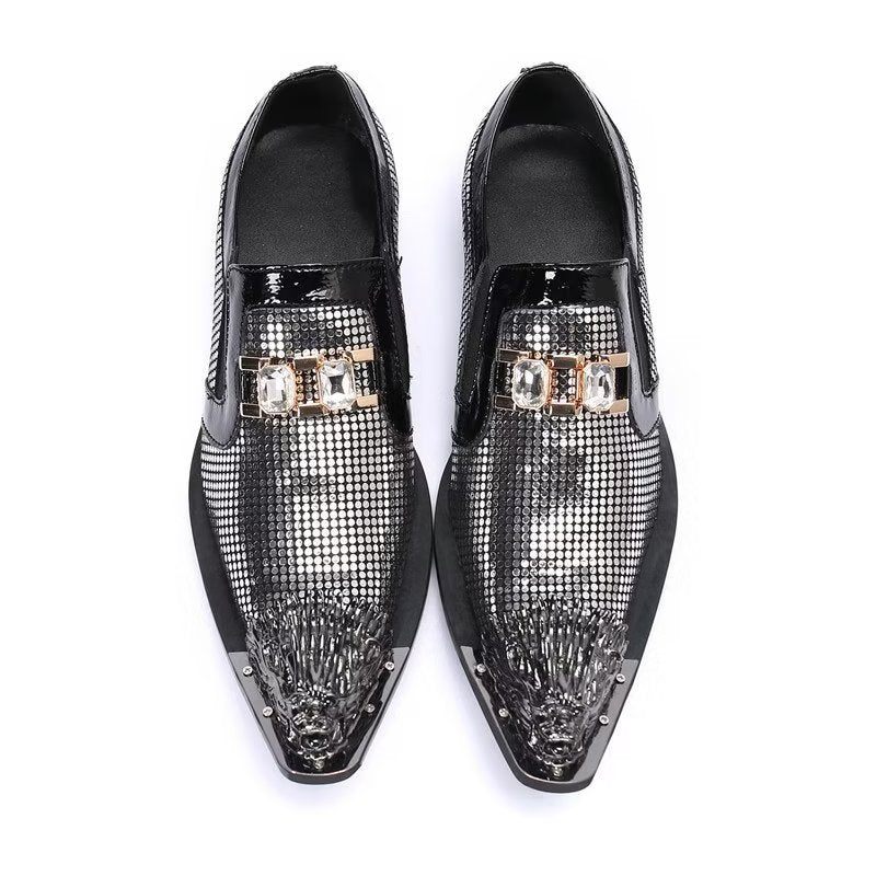 Formelle Herrenschuhe Luxuriöse Exotische Slip-on-schuhe Aus Echtem Leder - Grau