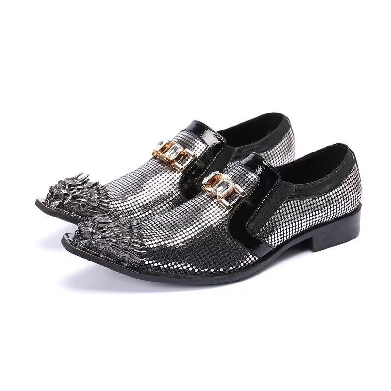 Formelle Herrenschuhe Luxuriöse Exotische Slip-on-schuhe Aus Echtem Leder - Grau