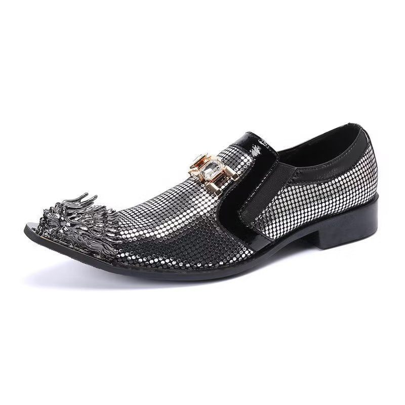 Formelle Herrenschuhe Luxuriöse Exotische Slip-on-schuhe Aus Echtem Leder - Grau