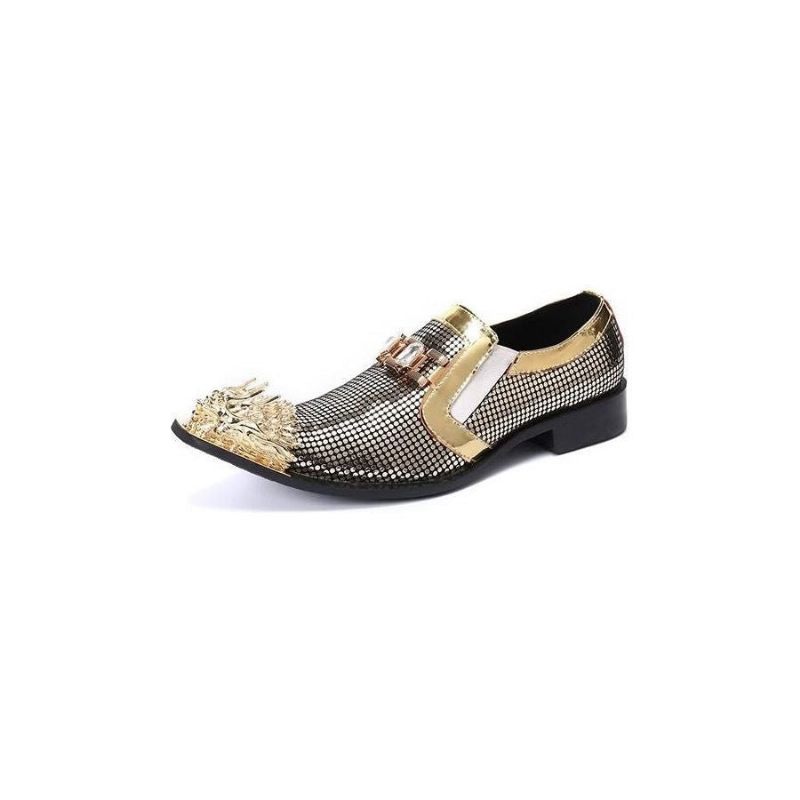 Formelle Herrenschuhe Luxuriöse Exotische Slip-on-schuhe Aus Echtem Leder - Gold