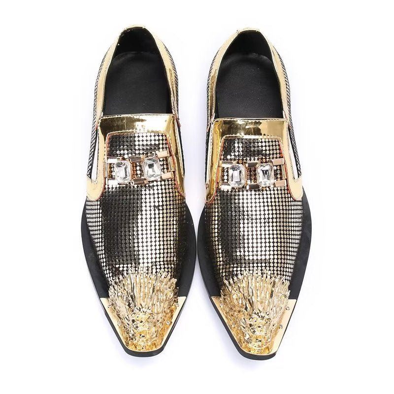 Formelle Herrenschuhe Luxuriöse Exotische Slip-on-schuhe Aus Echtem Leder - Gold