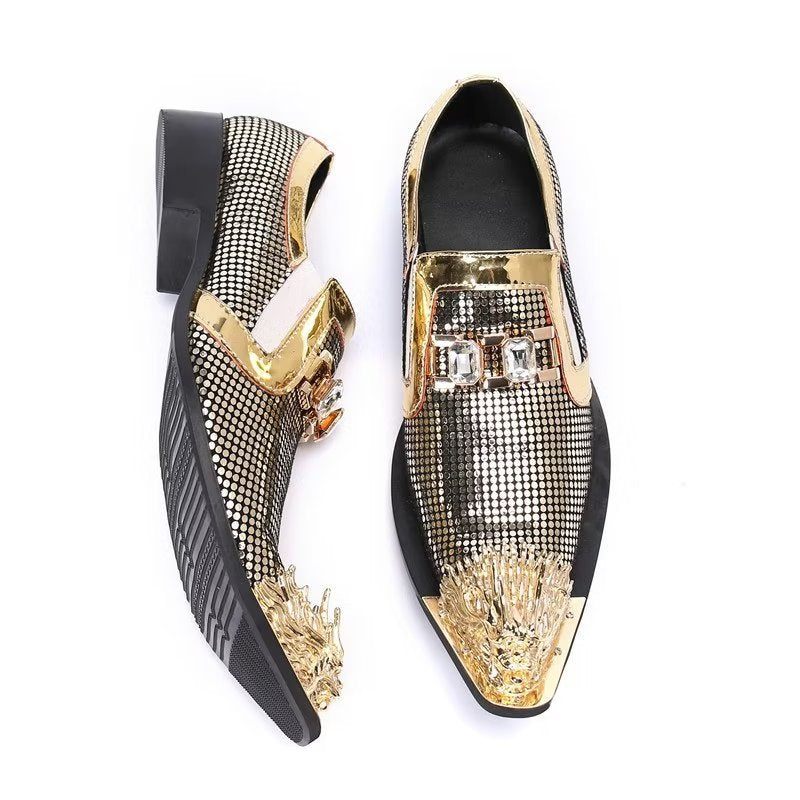 Formelle Herrenschuhe Luxuriöse Exotische Slip-on-schuhe Aus Echtem Leder - Gold