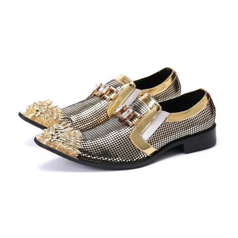 Formelle Herrenschuhe Luxuriöse Exotische Slip-on-schuhe Aus Echtem Leder - Gold