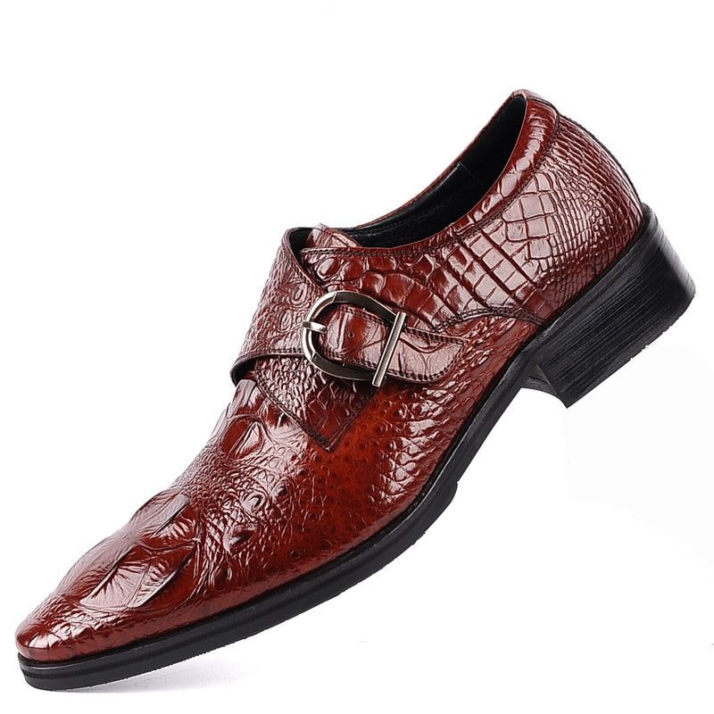 Formelle Herrenschuhe Luxuriöse Klassische Business-schuhe Aus Krokodilleder - Rot