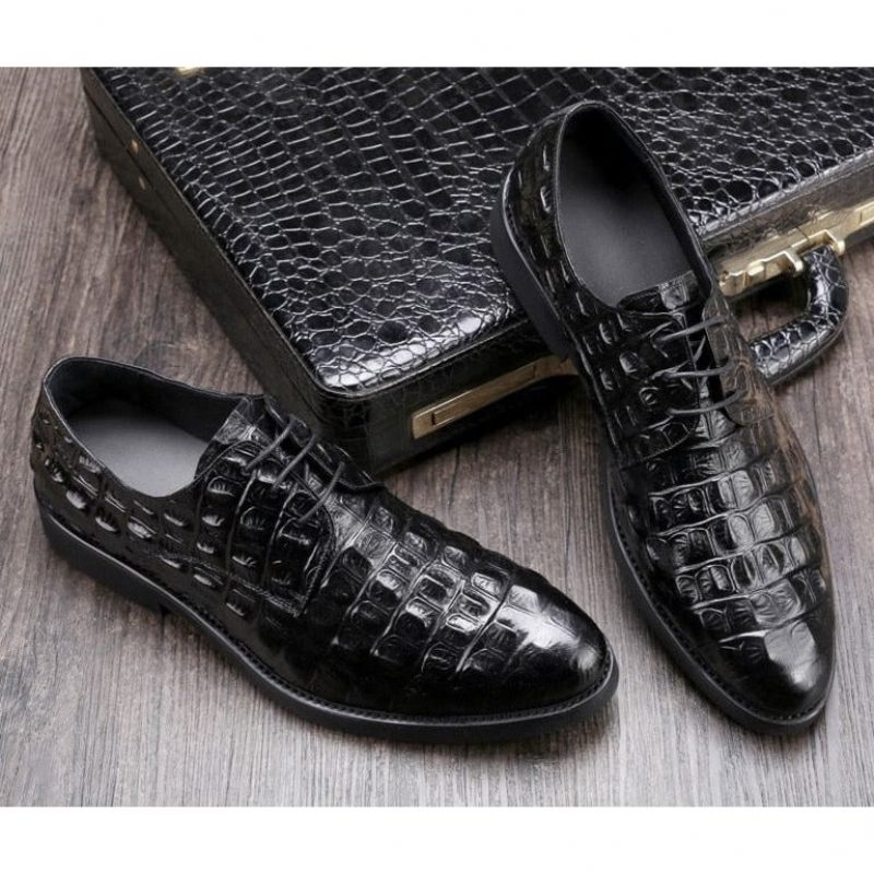 Formelle Herrenschuhe Luxuriöse Oxford-brogues Aus Geprägtem Leder - Schwarz