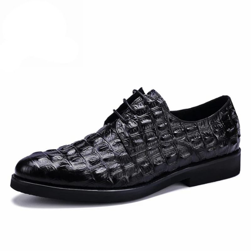 Formelle Herrenschuhe Luxuriöse Oxford-brogues Aus Geprägtem Leder - Schwarz