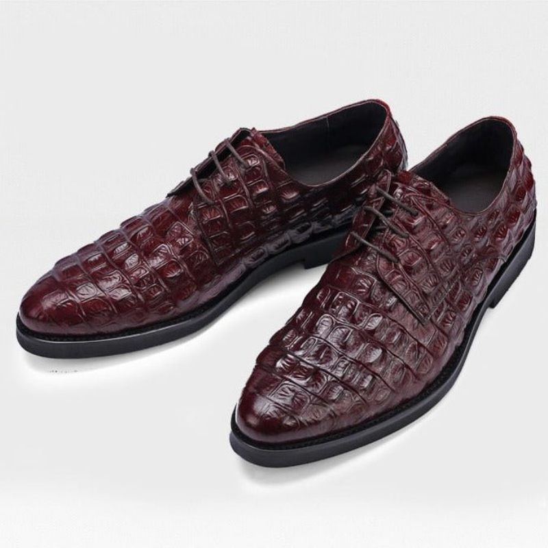 Formelle Herrenschuhe Luxuriöse Oxford-brogues Aus Geprägtem Leder - Rot