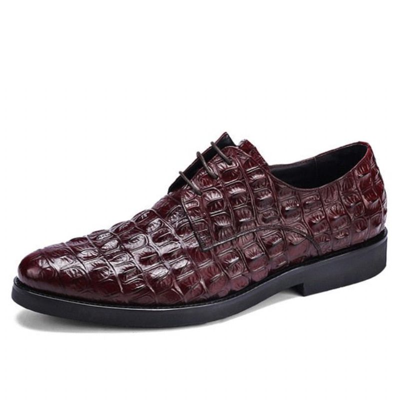 Formelle Herrenschuhe Luxuriöse Oxford-brogues Aus Geprägtem Leder - Rot