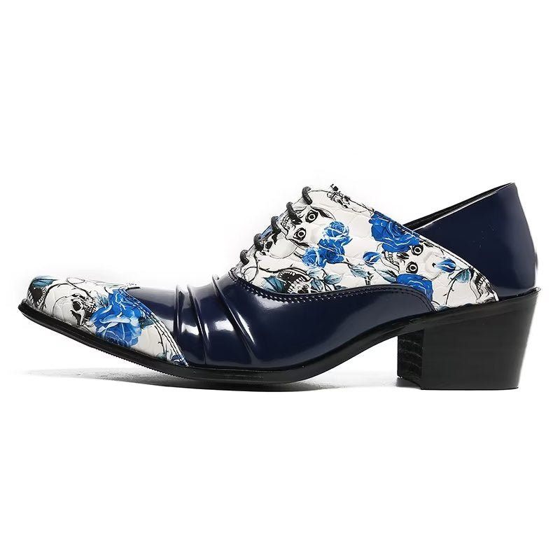 Formelle Herrenschuhe Luxuriöse Oxford-schuhe Aus Echtem Leder Mit Exotischer Textur - Blau