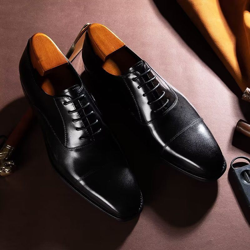 Formelle Herrenschuhe Luxuriöse Oxford-schuhe Mit Glattem Muster - Schwarz