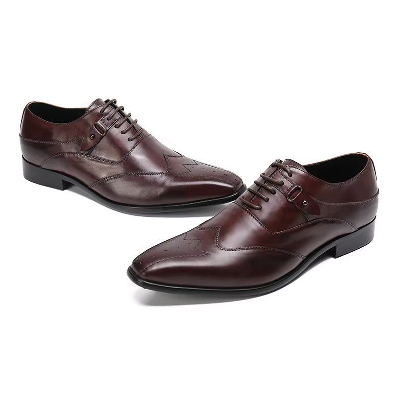 Formelle Herrenschuhe Luxuriöse Oxford-schuhe Mit Quadratischer Zehenpartie - Kaffee