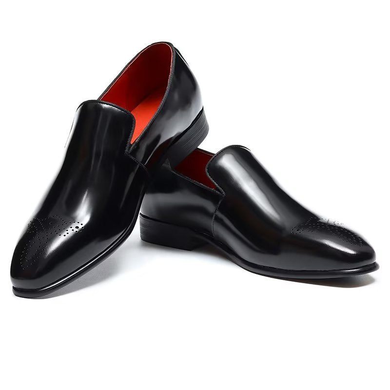 Formelle Herrenschuhe Luxuriöse Slip-on-schuhe Aus Echtem Leder - Schwarz