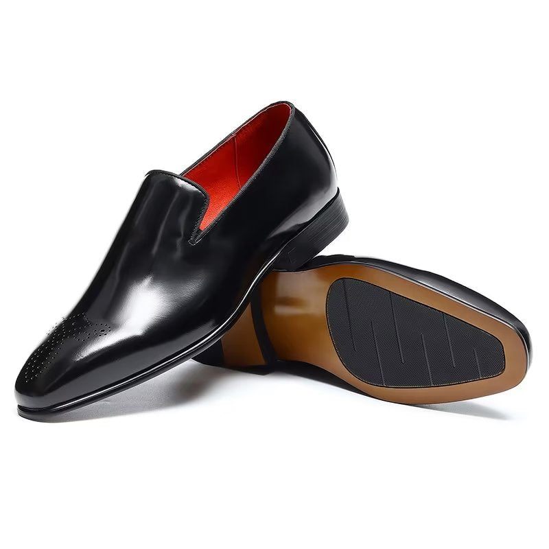 Formelle Herrenschuhe Luxuriöse Slip-on-schuhe Aus Echtem Leder - Schwarz