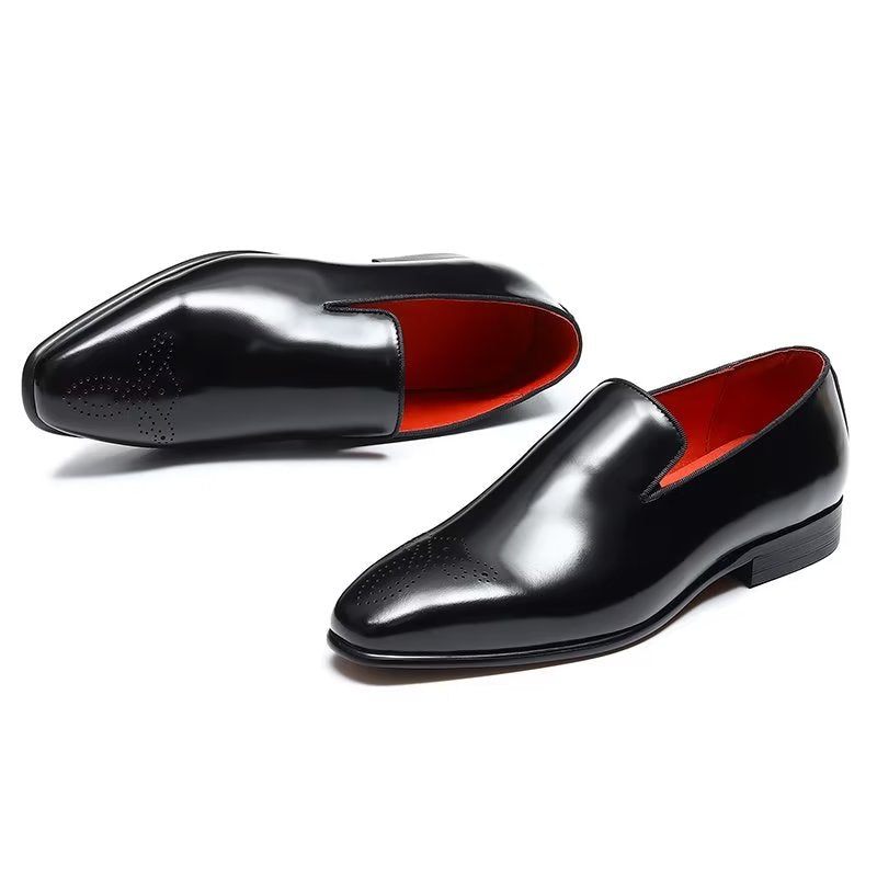 Formelle Herrenschuhe Luxuriöse Slip-on-schuhe Aus Echtem Leder - Schwarz