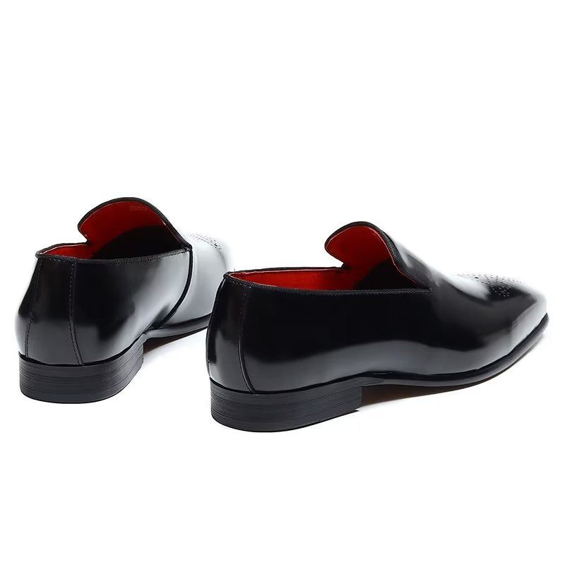 Formelle Herrenschuhe Luxuriöse Slip-on-schuhe Aus Echtem Leder - Schwarz