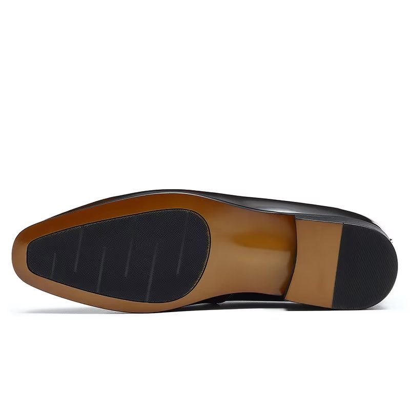 Formelle Herrenschuhe Luxuriöse Slip-on-schuhe Aus Echtem Leder - Schwarz