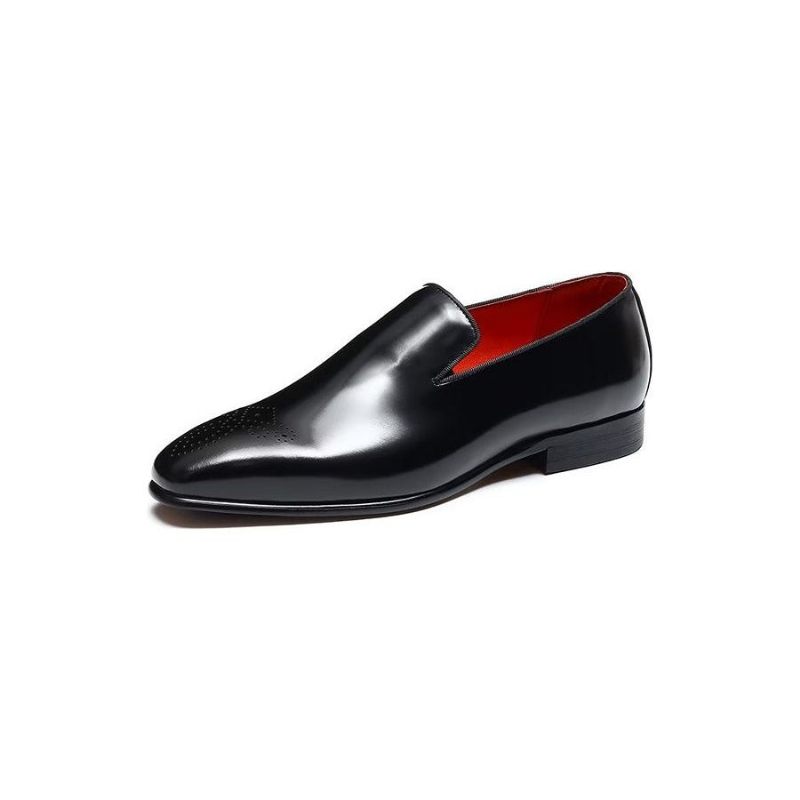 Formelle Herrenschuhe Luxuriöse Slip-on-schuhe Aus Echtem Leder - Schwarz