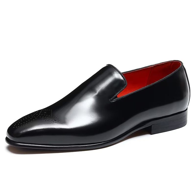 Formelle Herrenschuhe Luxuriöse Slip-on-schuhe Aus Echtem Leder - Schwarz