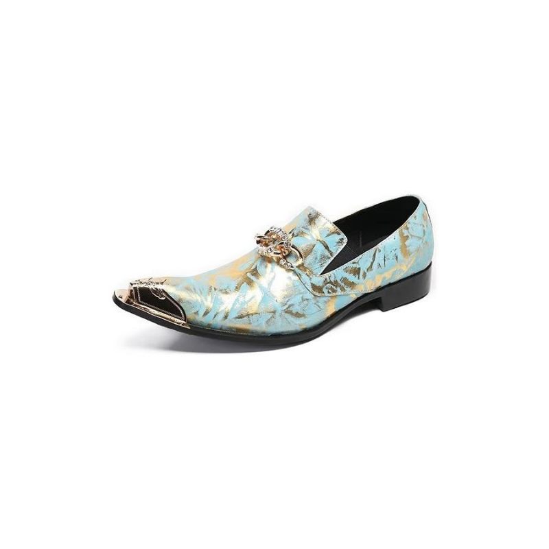 Formelle Herrenschuhe Luxuriöse Slip-on-schuhe Aus Echtem Leder Mit Exotischem Muster - Blau