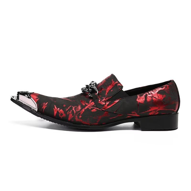 Formelle Herrenschuhe Luxuriöse Slip-on-schuhe Aus Echtem Leder Mit Exotischem Muster - Rot