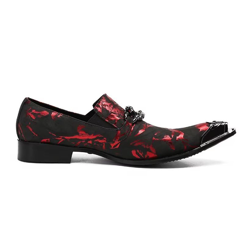 Formelle Herrenschuhe Luxuriöse Slip-on-schuhe Aus Echtem Leder Mit Exotischem Muster - Rot