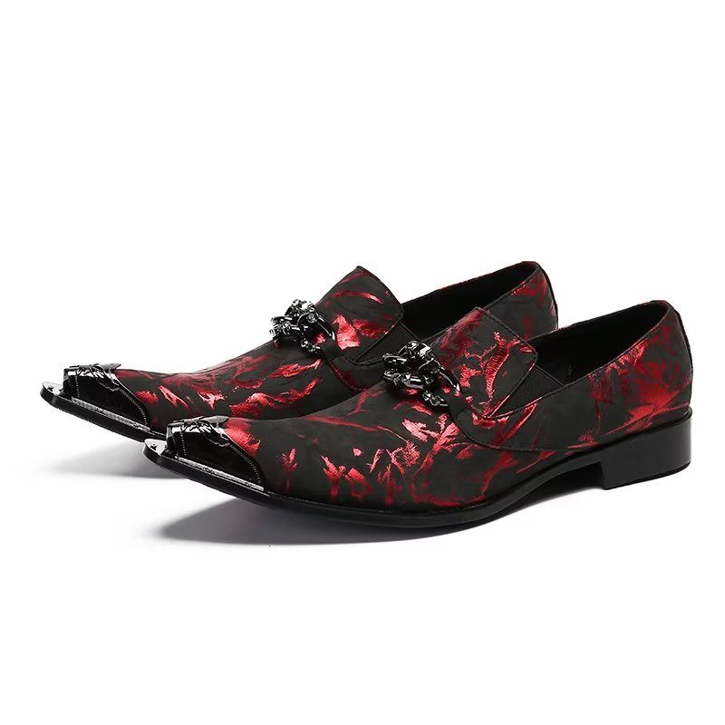 Formelle Herrenschuhe Luxuriöse Slip-on-schuhe Aus Echtem Leder Mit Exotischem Muster - Rot