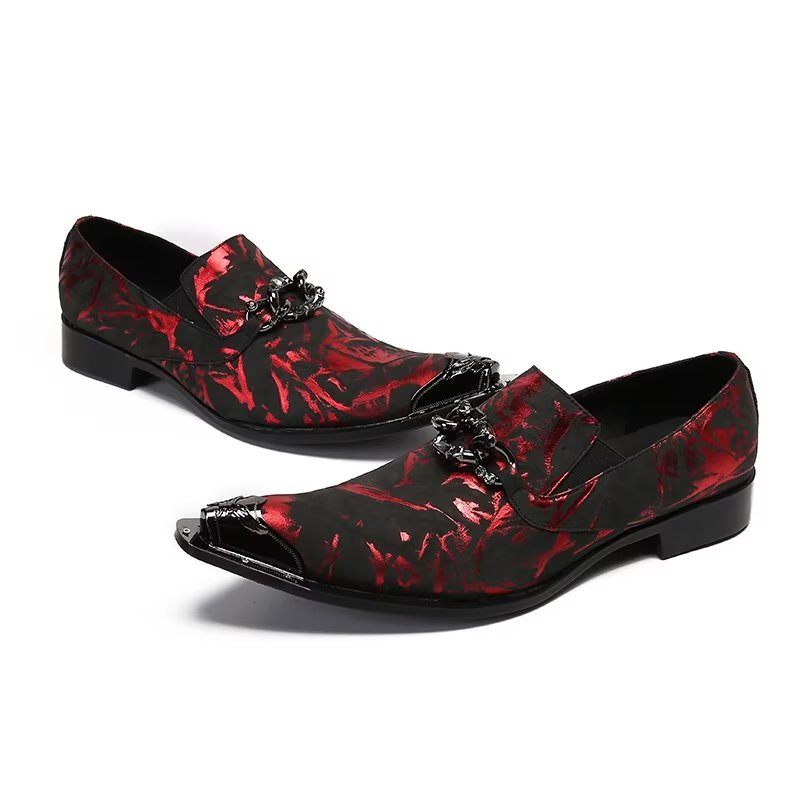 Formelle Herrenschuhe Luxuriöse Slip-on-schuhe Aus Echtem Leder Mit Exotischem Muster - Rot