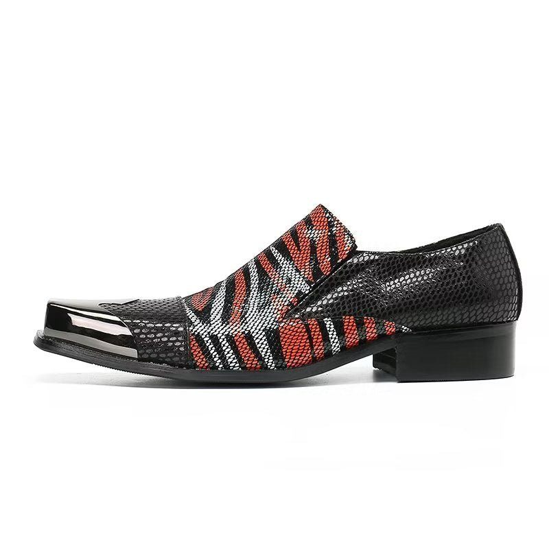 Formelle Herrenschuhe Luxuriöse Slip-on-schuhe Aus Echtem Leder Mit Exotischer Textur - Schwarz