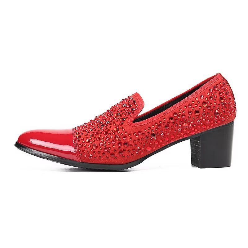 Formelle Herrenschuhe Luxuriöse Slip-on-schuhe Aus Exotischem Leder - Rot