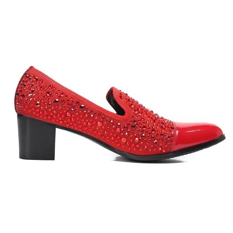 Formelle Herrenschuhe Luxuriöse Slip-on-schuhe Aus Exotischem Leder - Rot