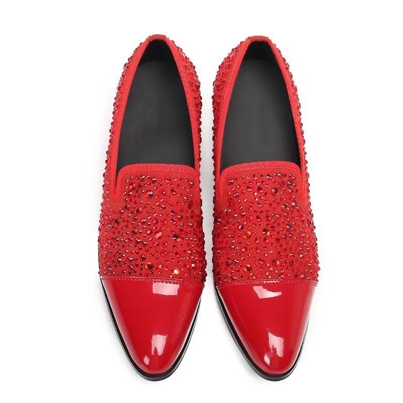 Formelle Herrenschuhe Luxuriöse Slip-on-schuhe Aus Exotischem Leder - Rot