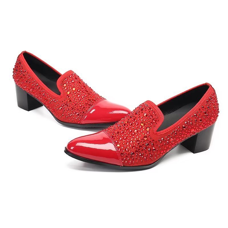 Formelle Herrenschuhe Luxuriöse Slip-on-schuhe Aus Exotischem Leder - Rot