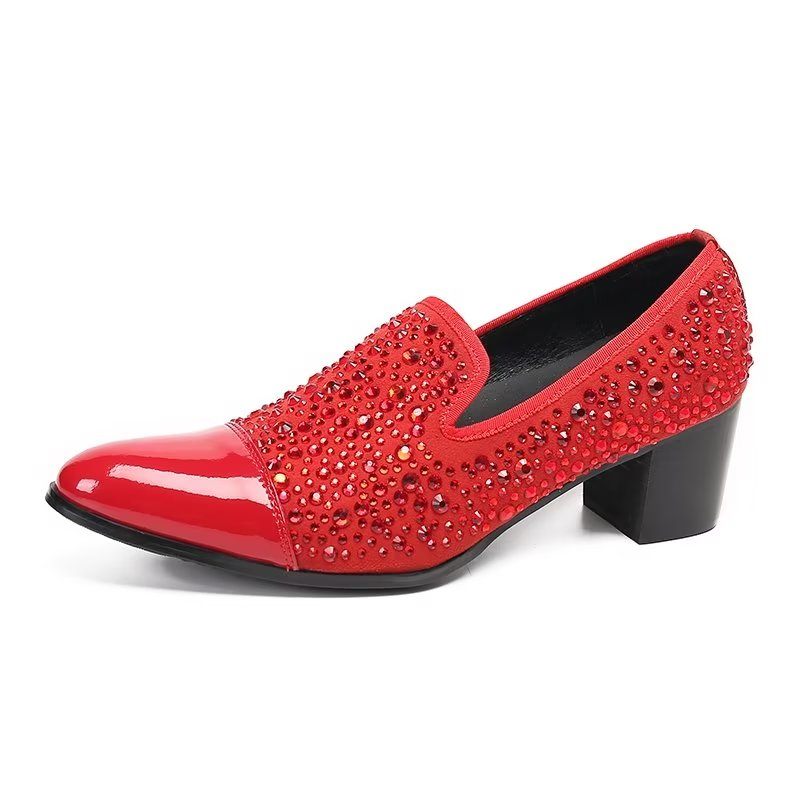 Formelle Herrenschuhe Luxuriöse Slip-on-schuhe Aus Exotischem Leder - Rot