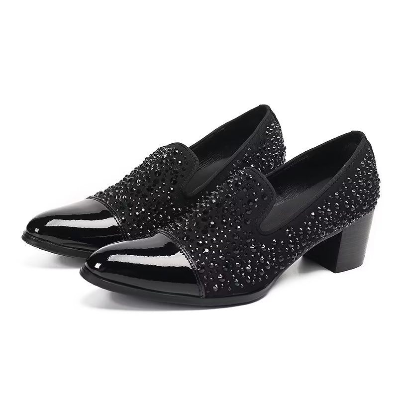 Formelle Herrenschuhe Luxuriöse Slip-on-schuhe Aus Exotischem Leder - Schwarz